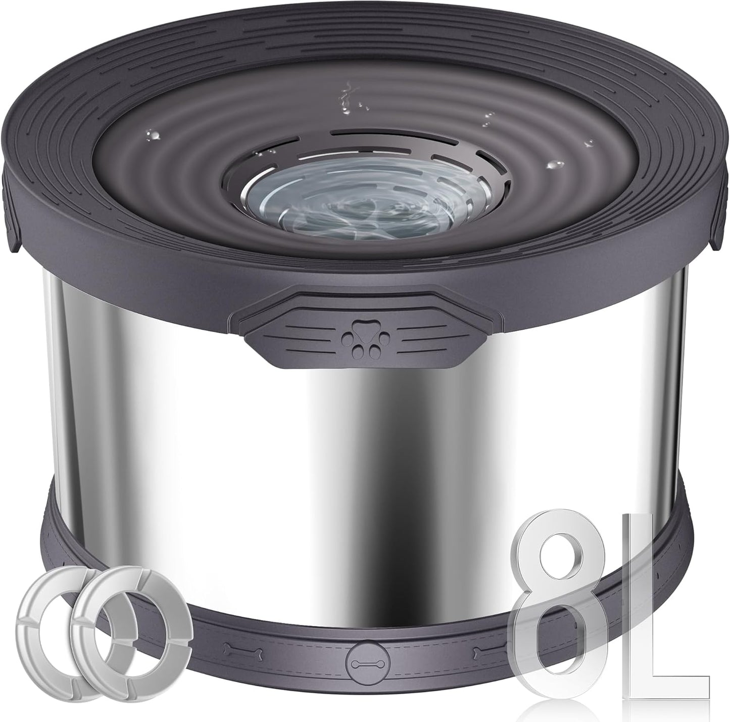 UPSKY Dog Water Bowl No Spill 8L Stainless Steel for Large Dogs