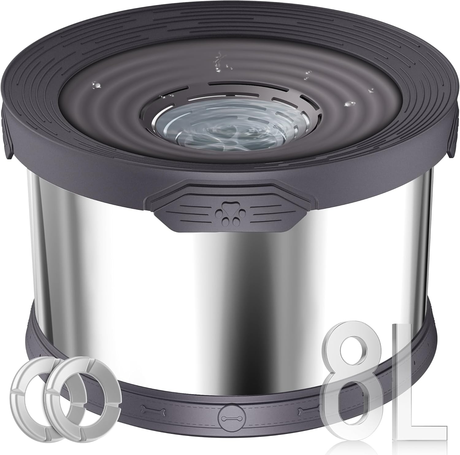 UPSKY Dog Water Bowl No Spill 8L Stainless Steel for Large Dogs
