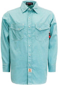 BOCOMAL FR Shirts for Men Printed Plaid Flame Resistant Work Shirt Tag