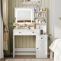Vabches 35 in Vanity Desk with Mirror and Lights - Farmhouse Makeup