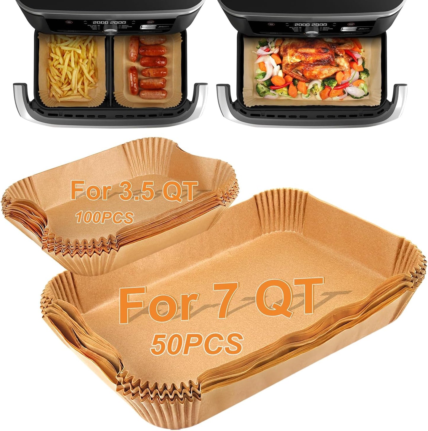 100 Small & 50 Large Air Fryer Liners for Ninja Foodi