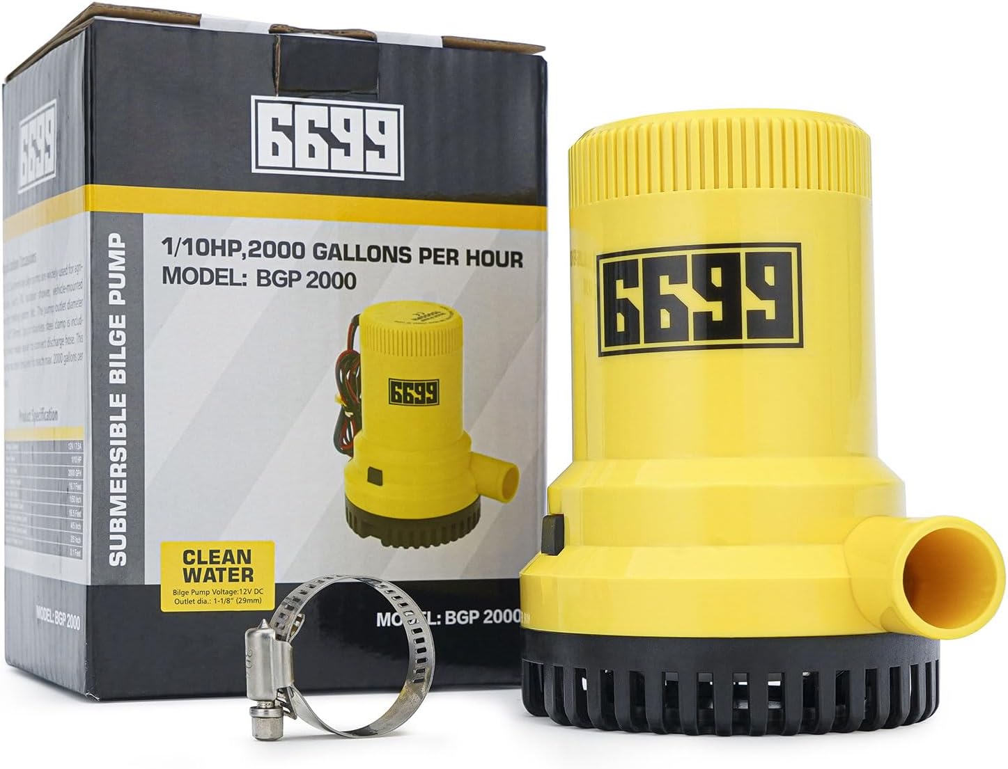 Submersible Boat Bilge Pump 2000GPH High Flow Non-Automatic