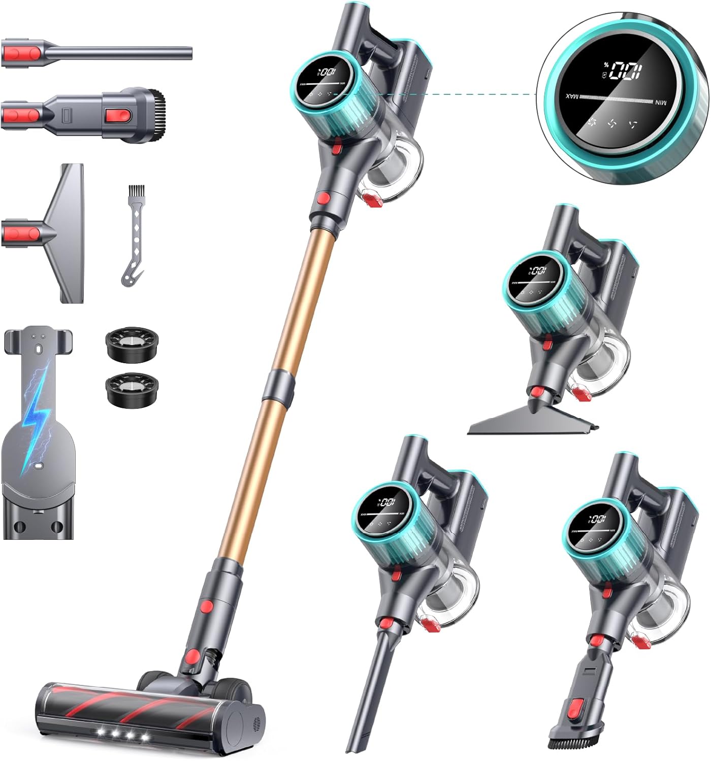 Powerffy Cordless Vacuum: 45Kpa Powerful Suction