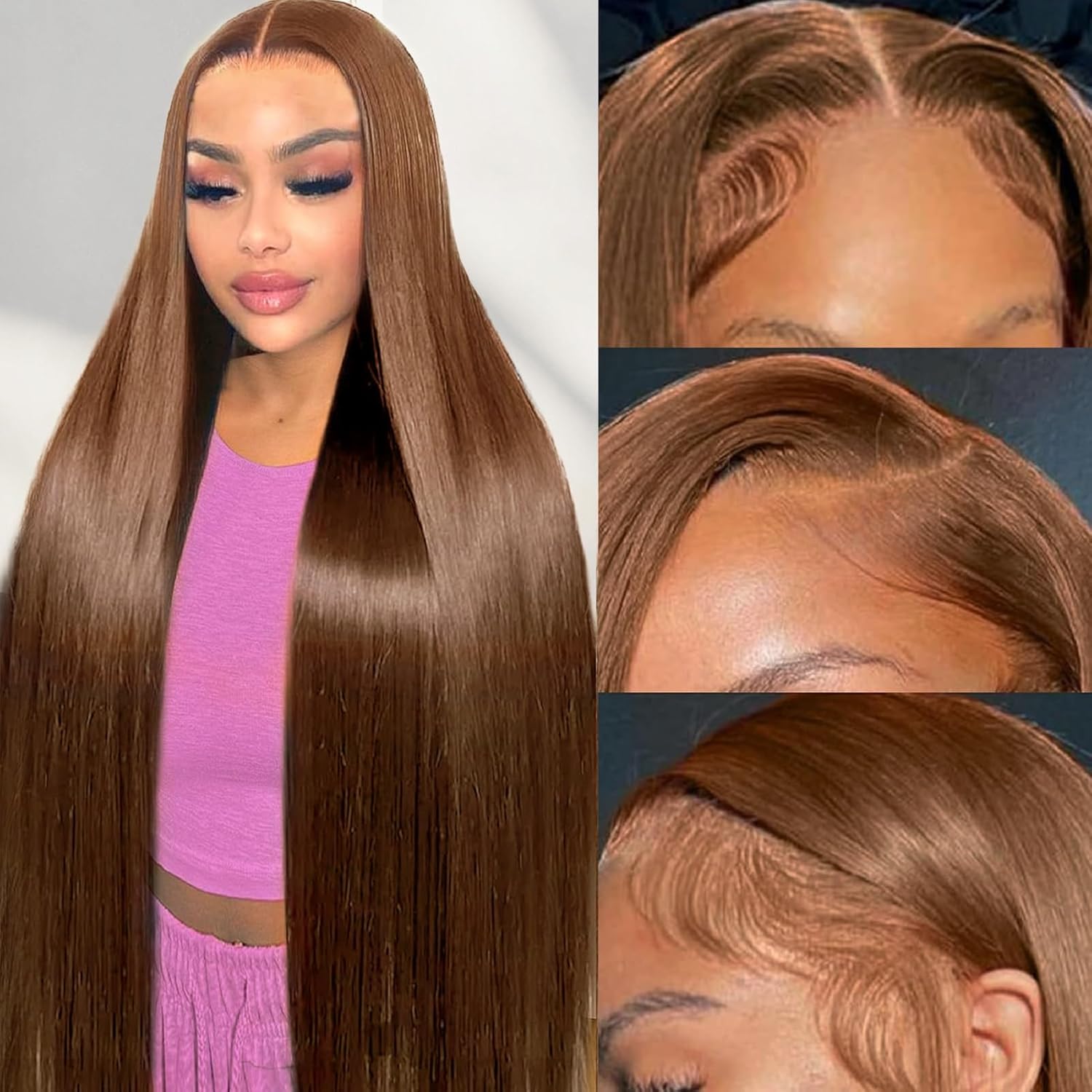 28 Inch Chocolate Brown Lace Front Wigs for Women - 180% Density