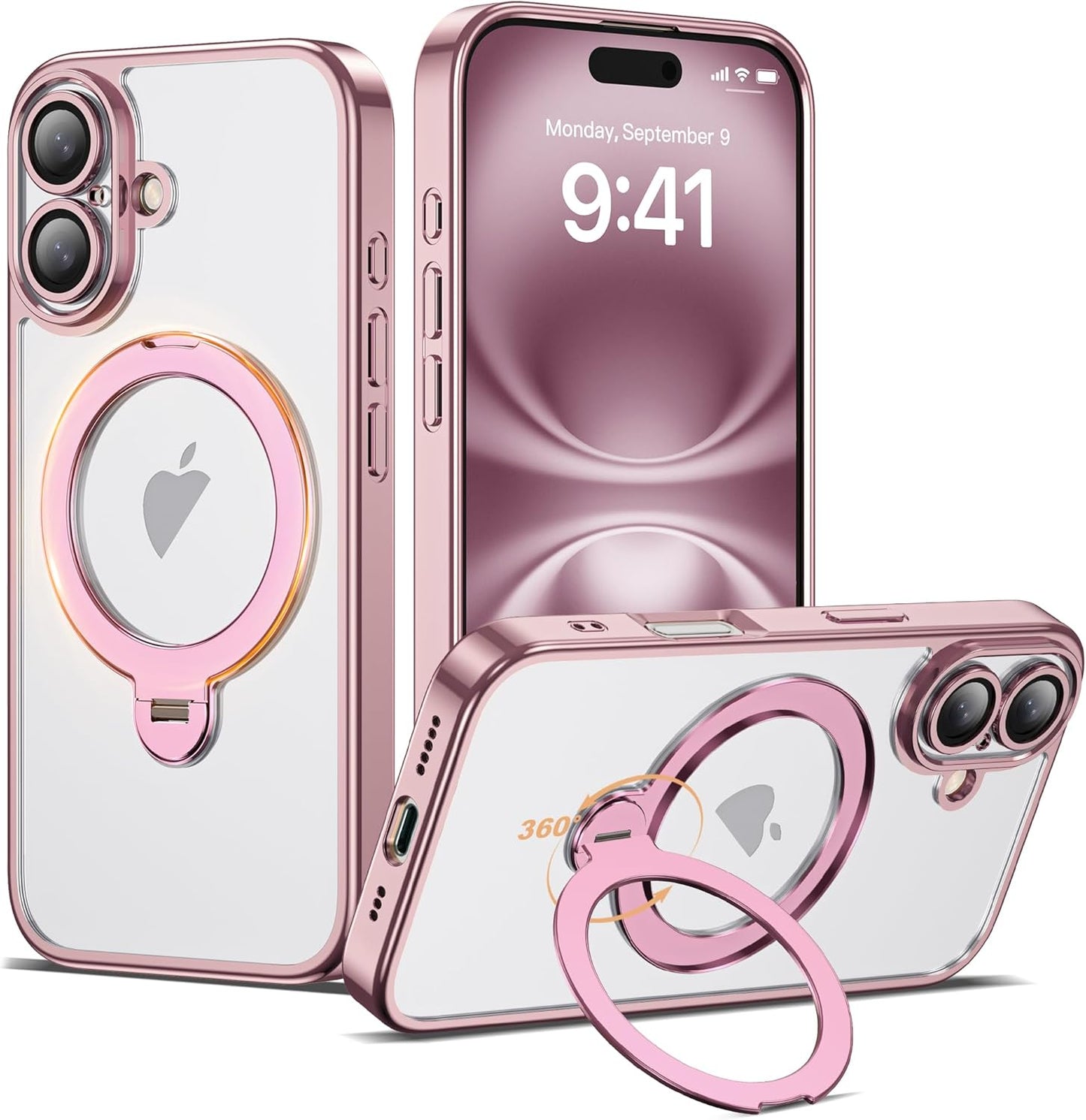 Compatible with iPhone 16 Case with 360 Spin Magnetic Stand