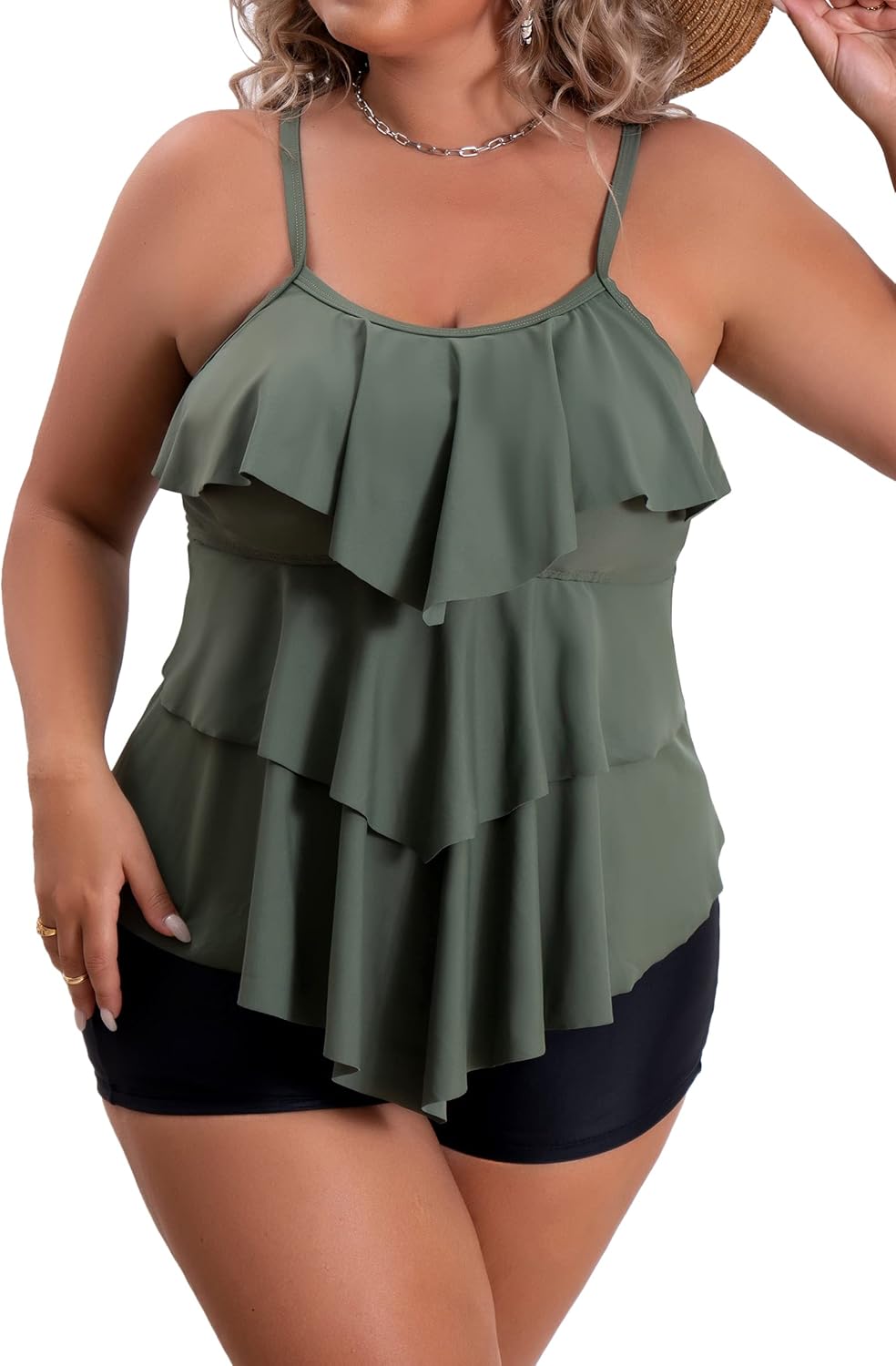 B2prity Plus Size Tankini Swimsuits for Tummy Control and Style