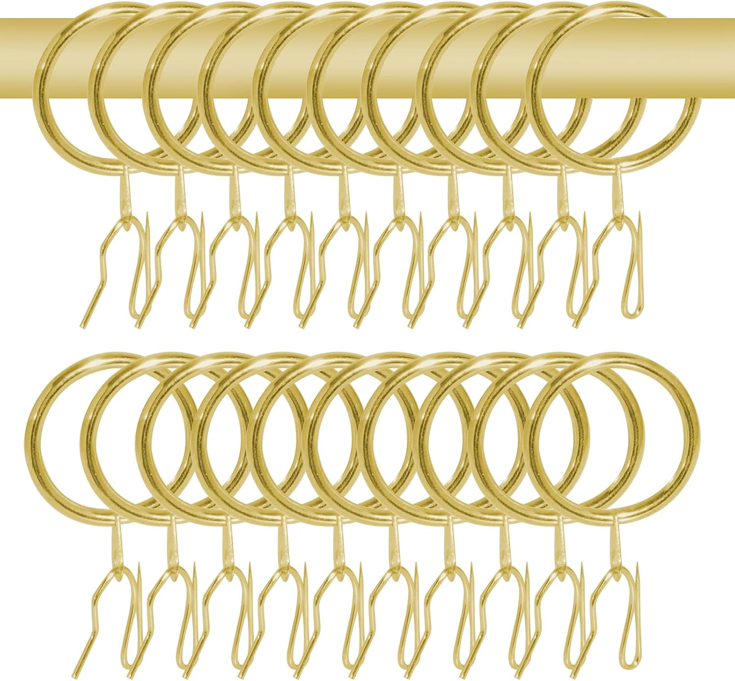 Decorative Curtain Rings & Hooks Set for Easy Hanging (Gold)
