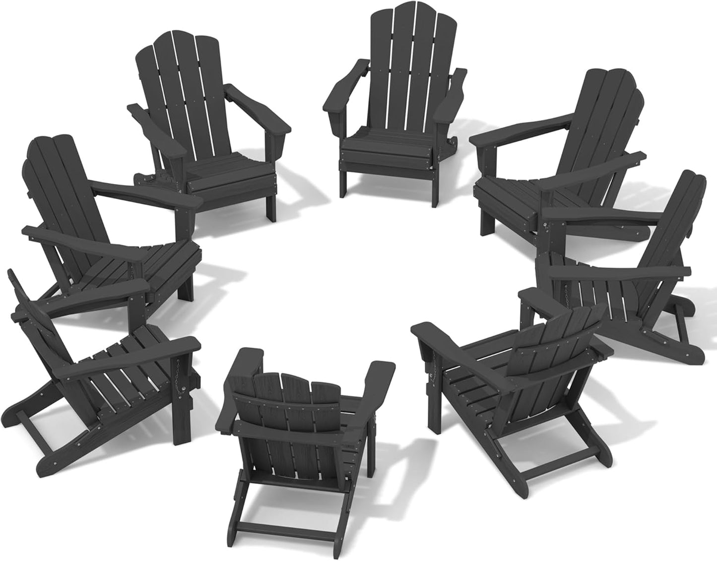 KINGYES Folding Adirondack Chair Set of 8 for Outdoor Relaxation