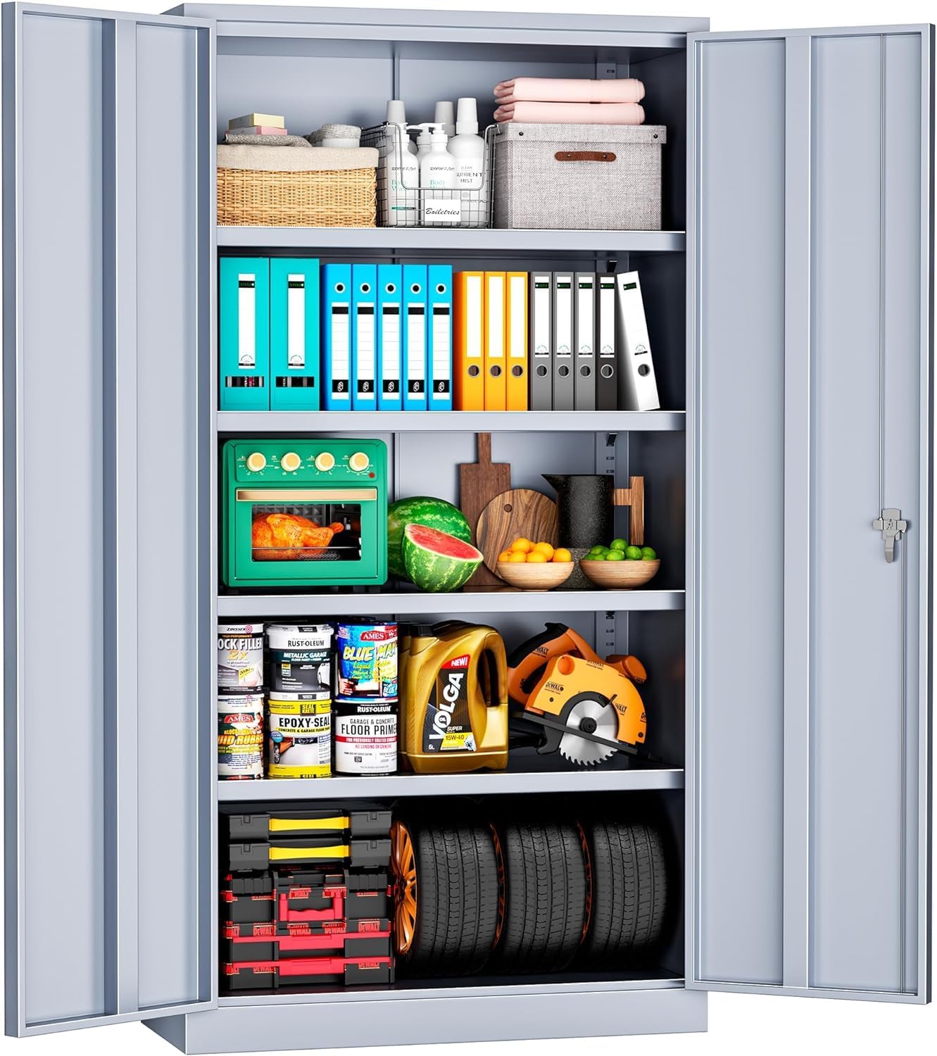 INTERGREAT Metal Garage Storage Cabinet with Lock for Safety
