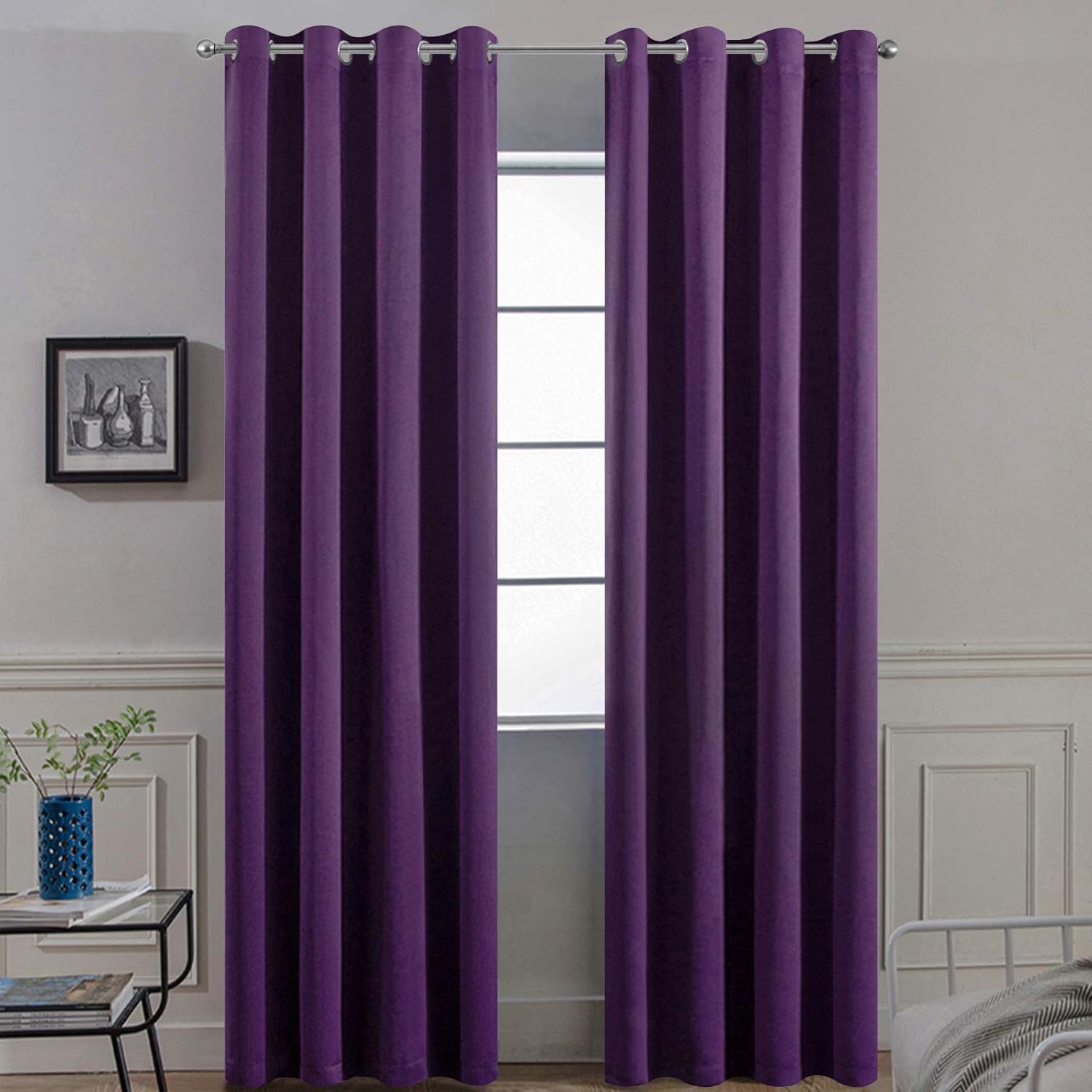 Yakamok Purple Blackout Curtains for Room Darkening and Insulation