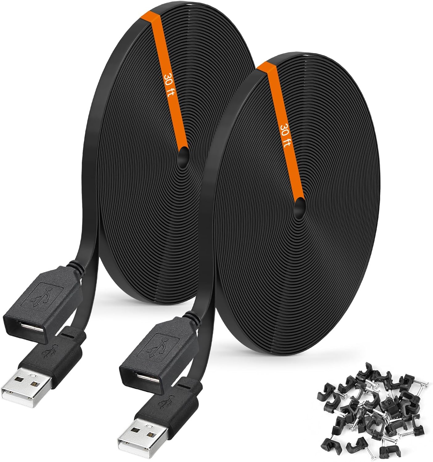 Extended Power for Wyze Cams - 2-Pack 30ft USB Cable - Black