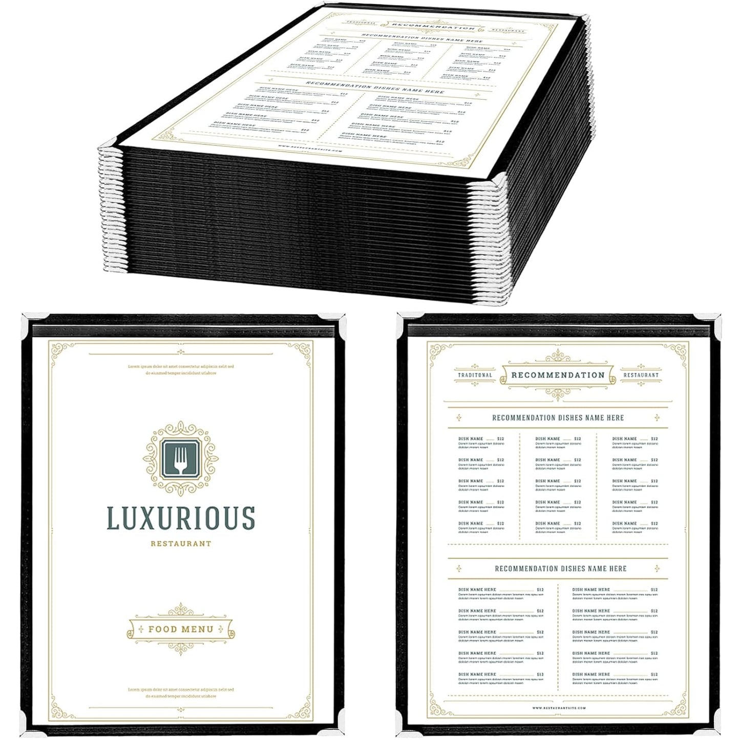Elegant 25 Pack Menu Covers for 8.5 x 11 Inch Menus
