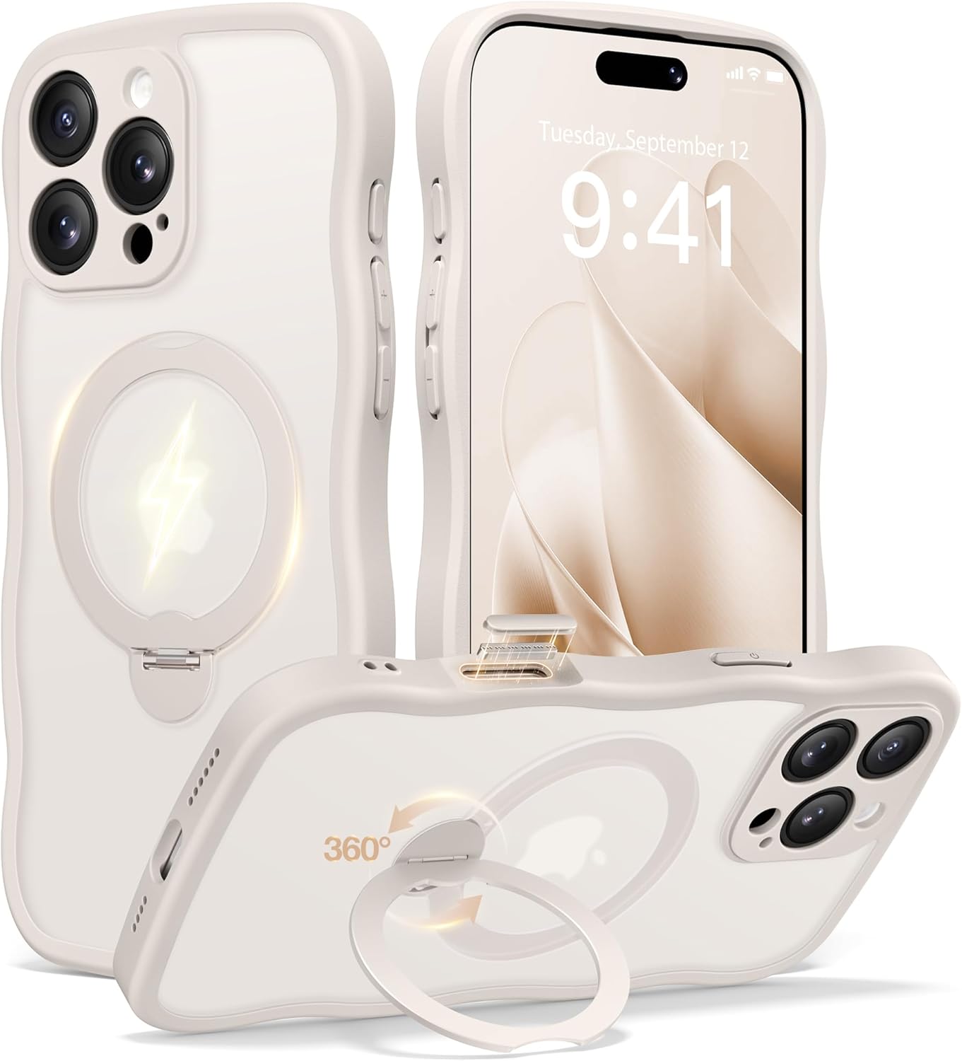 CAPRARO iPhone 16 Pro Case with 360 Spin Magnetic Stand