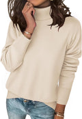 Womens Turtleneck Sweater Long Sleeve Split Hem - Cozy Knit 2025