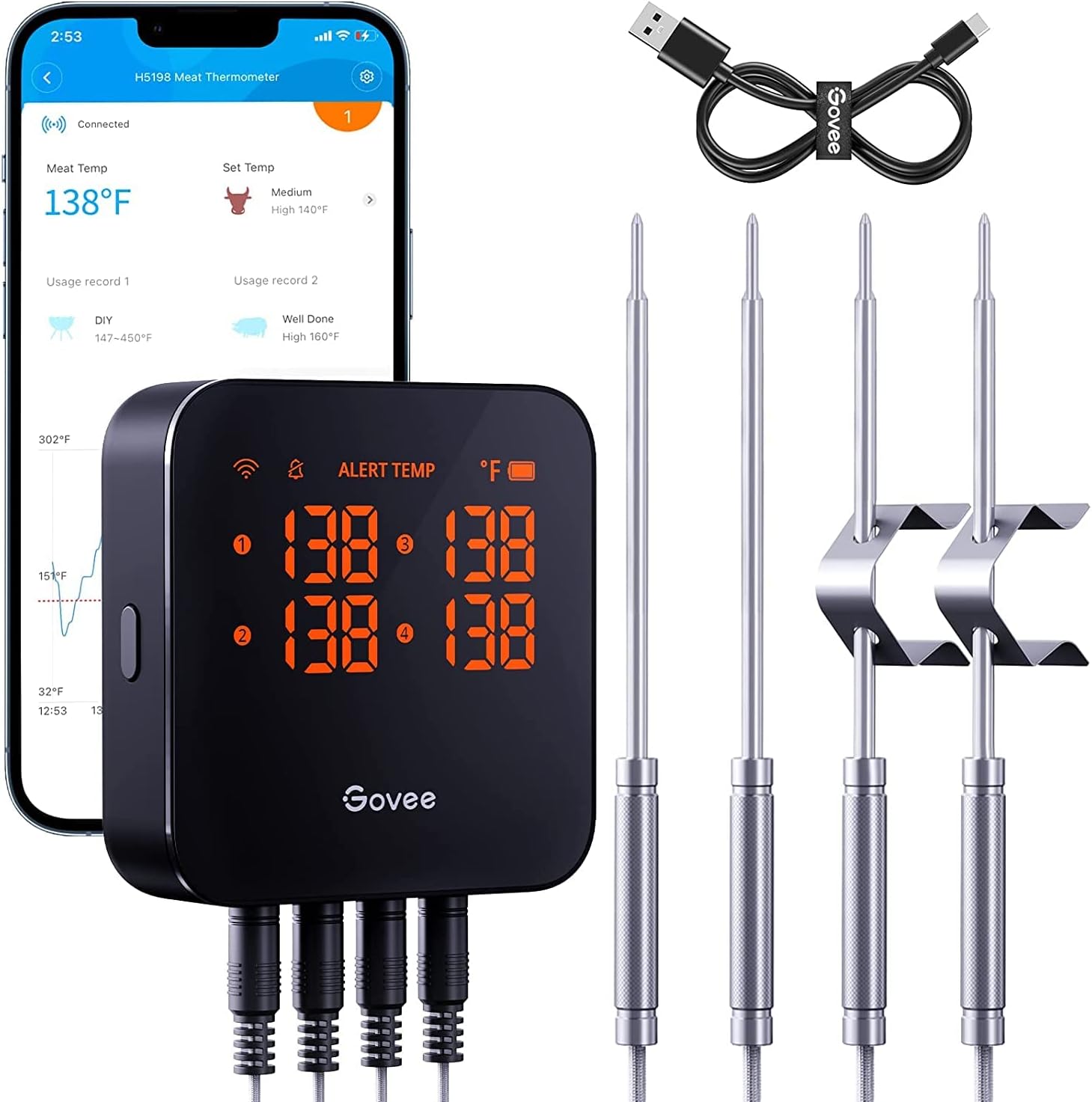 Smart WiFi Meat Thermometer - Grill with Confidence