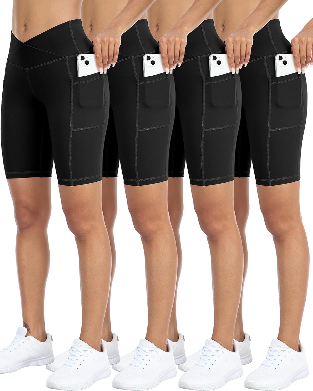 Biker Yoga Shorts with Pockets for Women - High Waisted Comfort