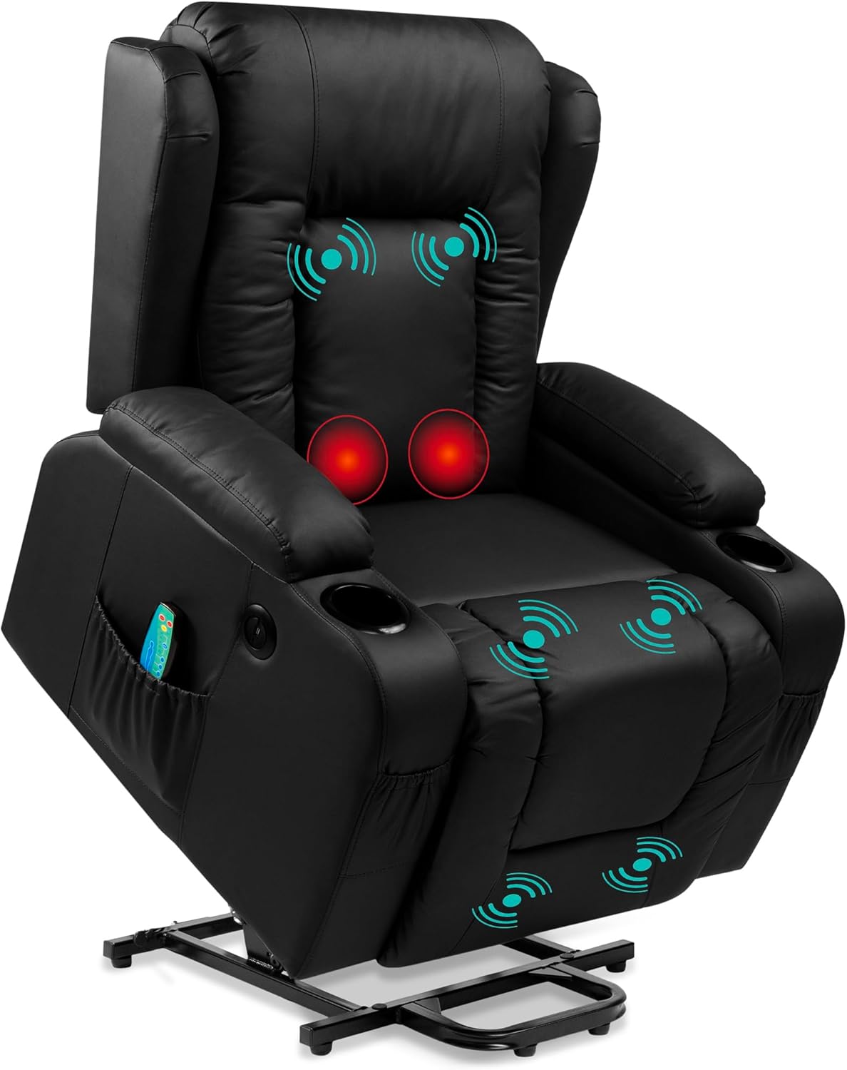 Electric Power Lift Recliner Chair - Massage, Heat, USB, Cupholders