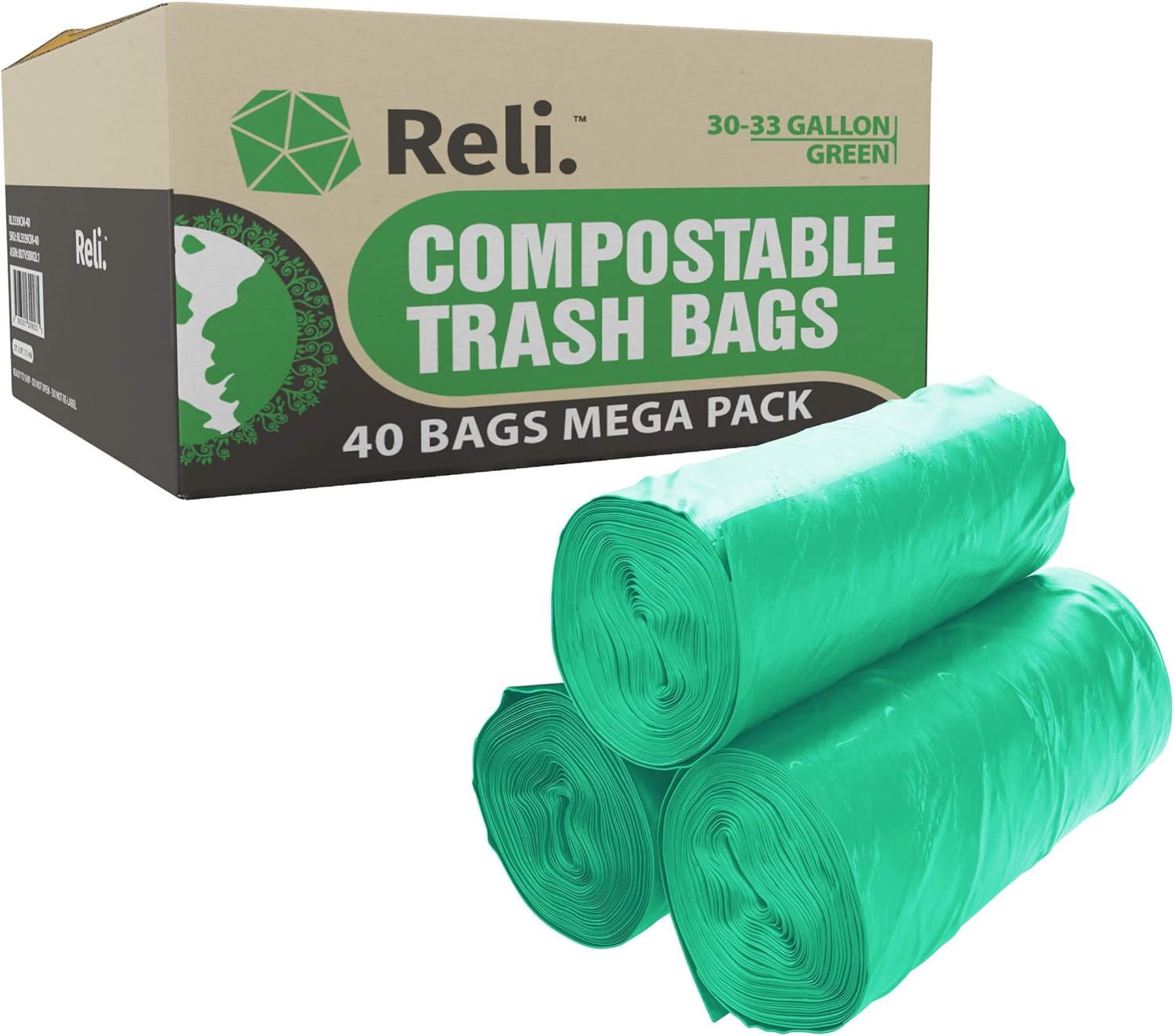 Compostable 33 Gallon Trash Bags | Eco-Friendly 40 Count