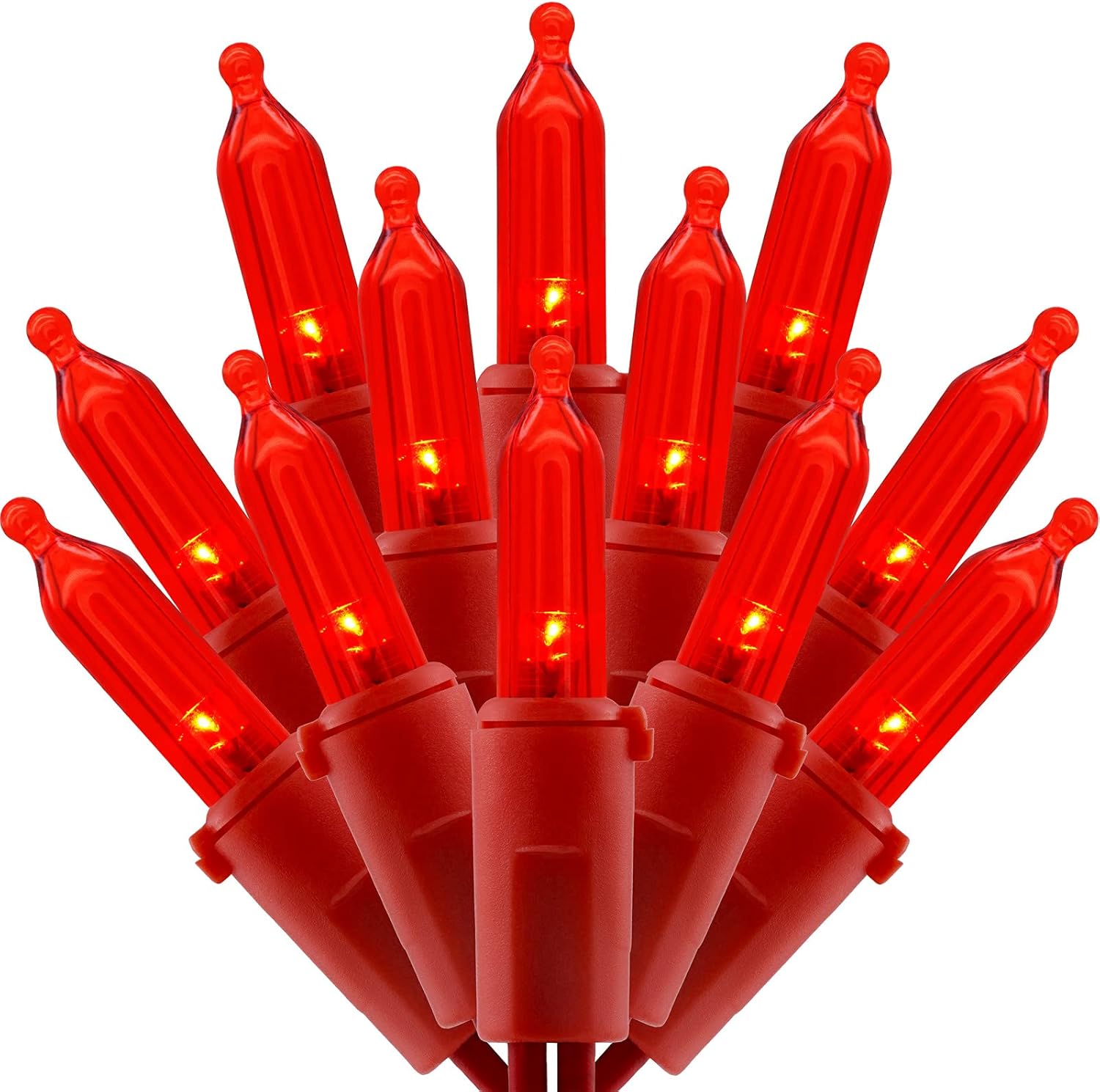 Sparkling 200 Red LED Christmas Lights x2 Sets - UL Certified, 33ft, Commercial Grade