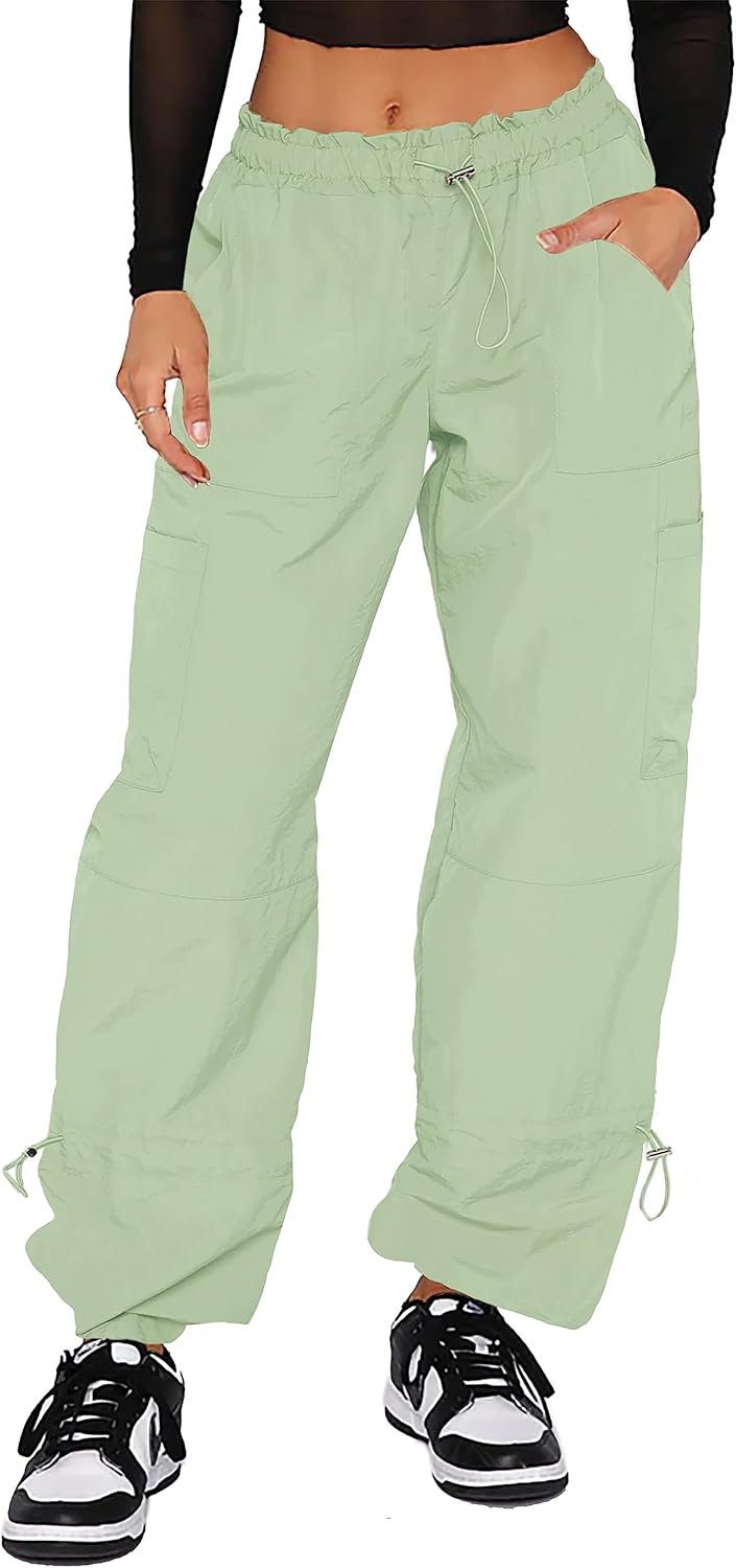 Cargo Pants for Women with Drawstring and Multiple Pockets