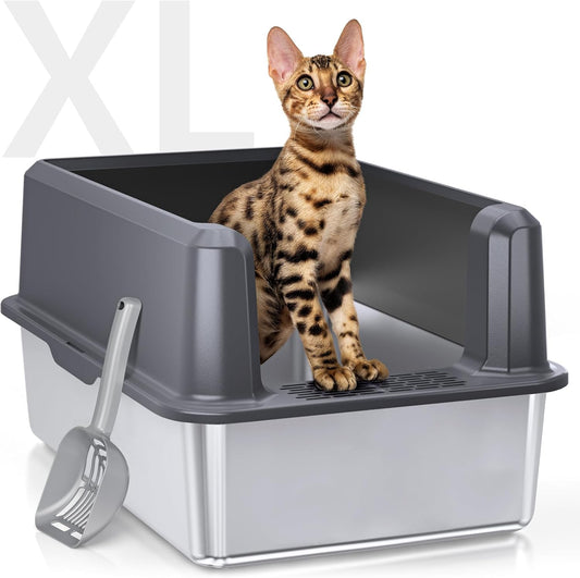 XL Extra Large Stainless Steel Cat Litter Box for Big Cats