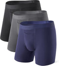 Mens Cotton Boxer Briefs with Pouch 3 Pack - Cooling Comfort