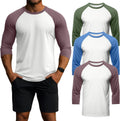 Men's 3/4 Sleeve Baseball T Shirts Cotton Crew Neck - Comfortable Easy