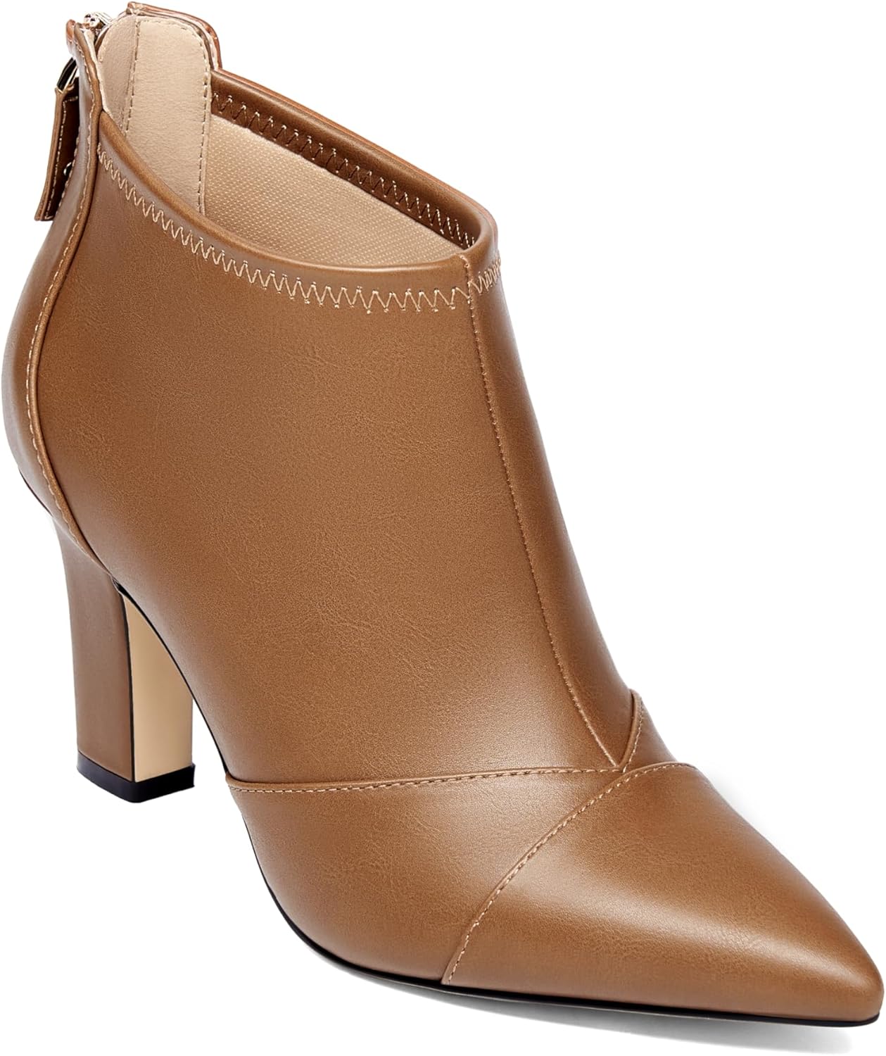 Coutgo Womens Ankle Booties with Pointed Toe and High Heel