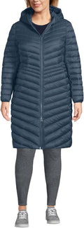 Lands' End Women's Ultralight Packable Long Down Coat - Warm, Packable