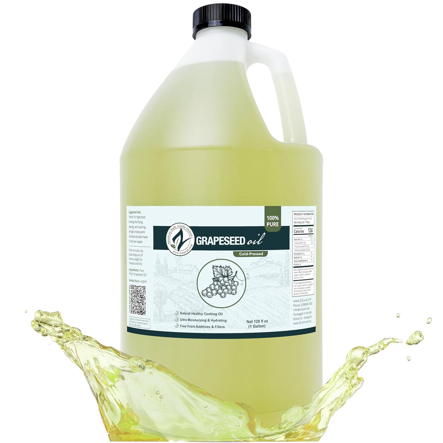 Grapeseed Oil 100% Pure Cold Pressed High Temperature Cooking Oil