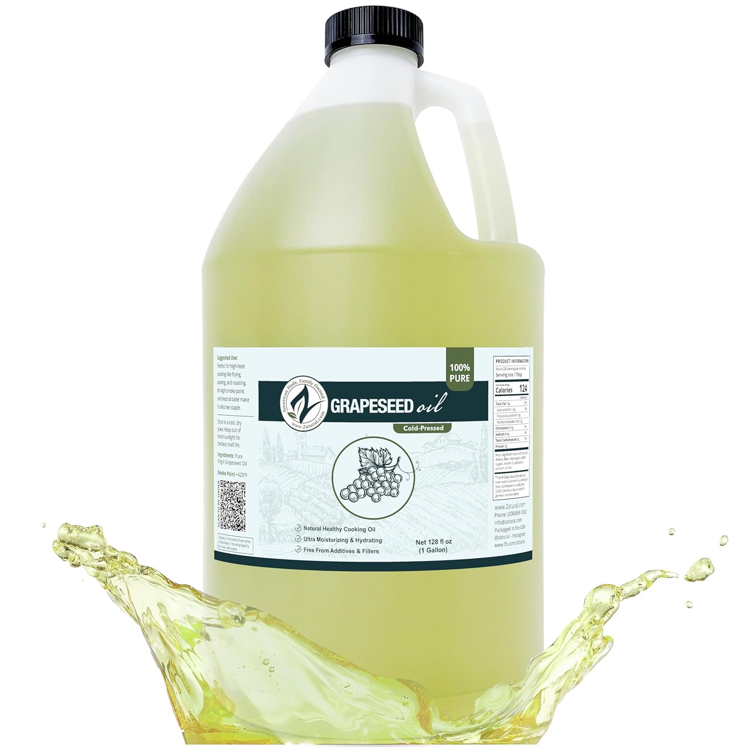 Grapeseed Oil 100% Pure Cold Pressed High Temperature Cooking Oil