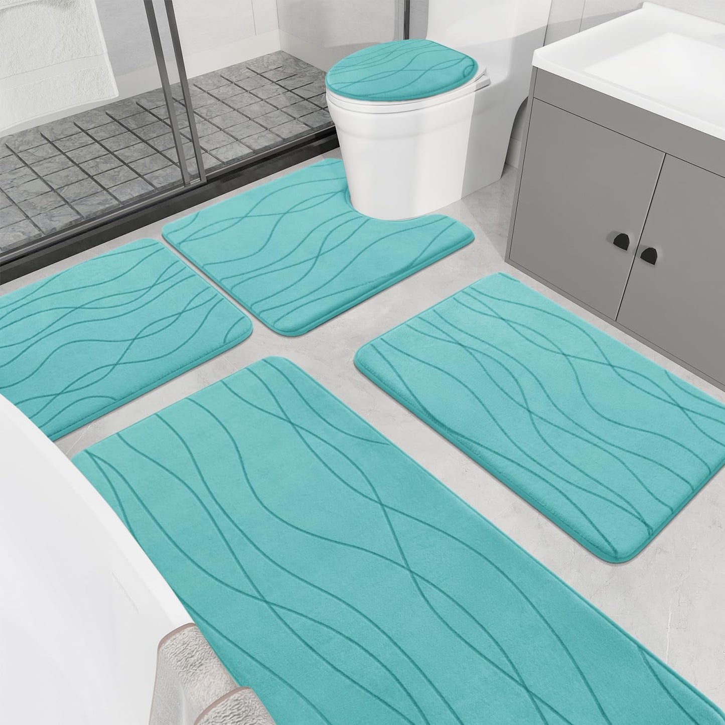 YIHOUSE Memory Foam Bathroom Rug Sets - Ultra Absorbent & Soft