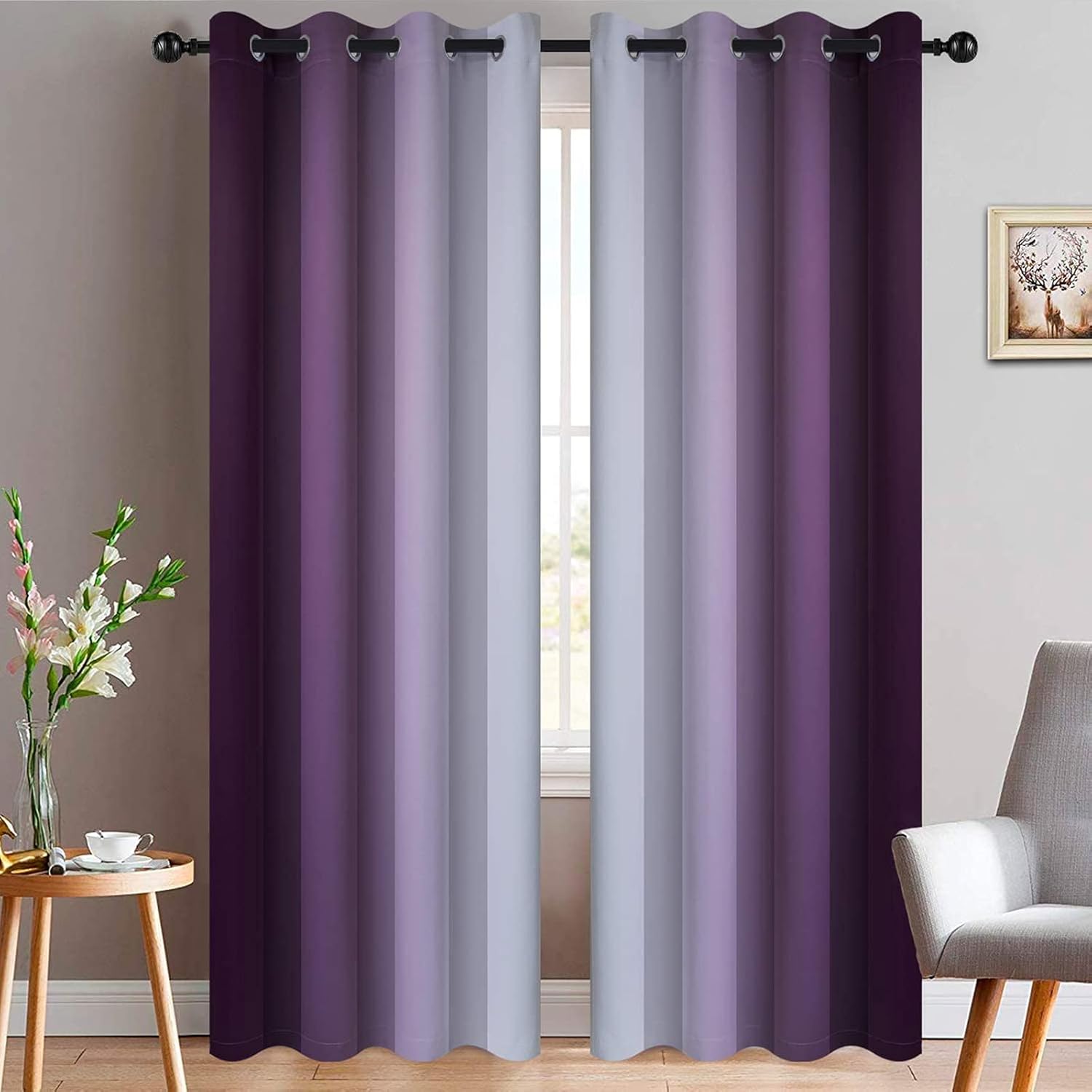 Yakamok Room Darkening Ombre Curtains for Elegant Bedrooms