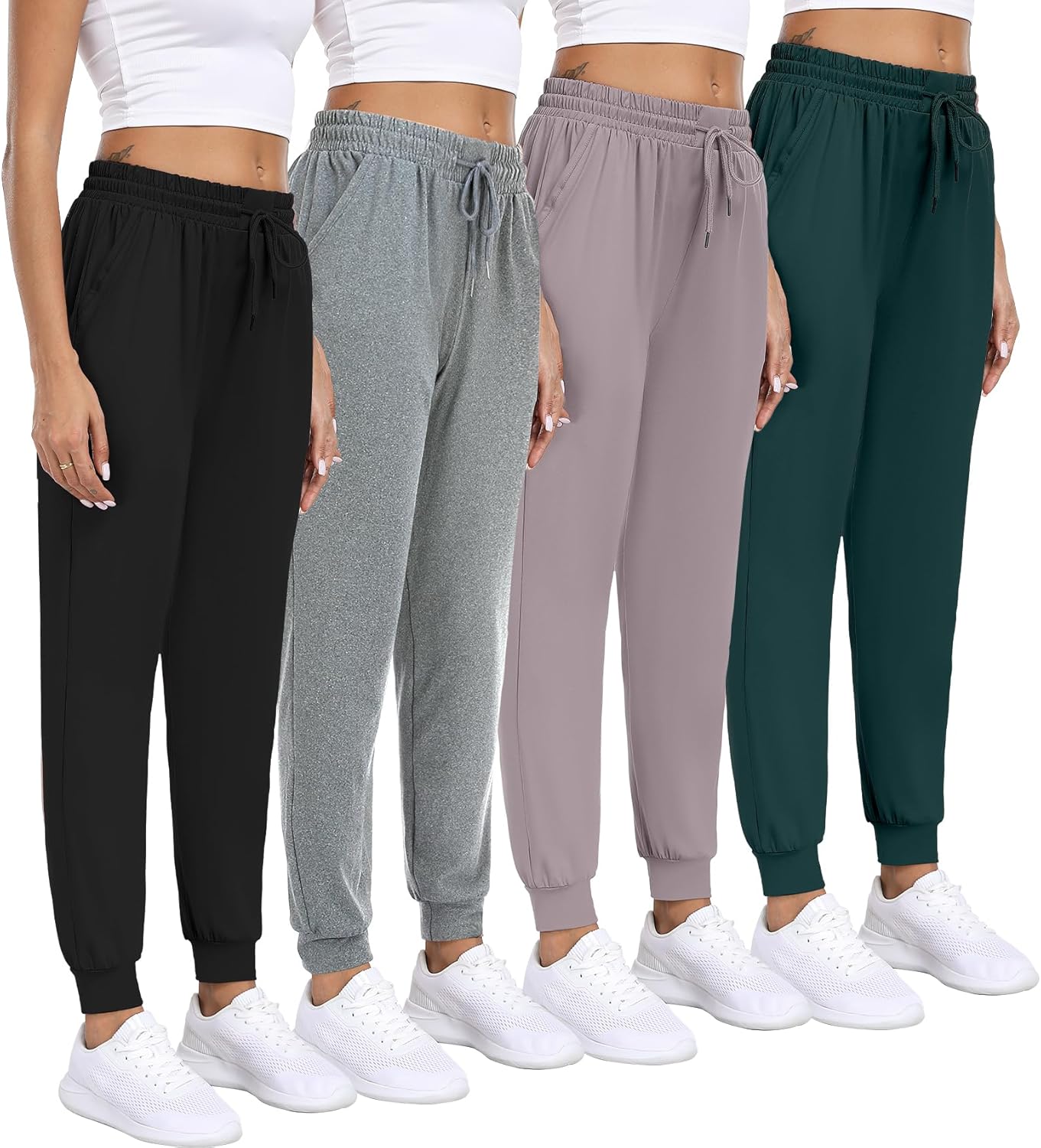 Women Joggers with Pockets for Comfort and Style in 4 Pack