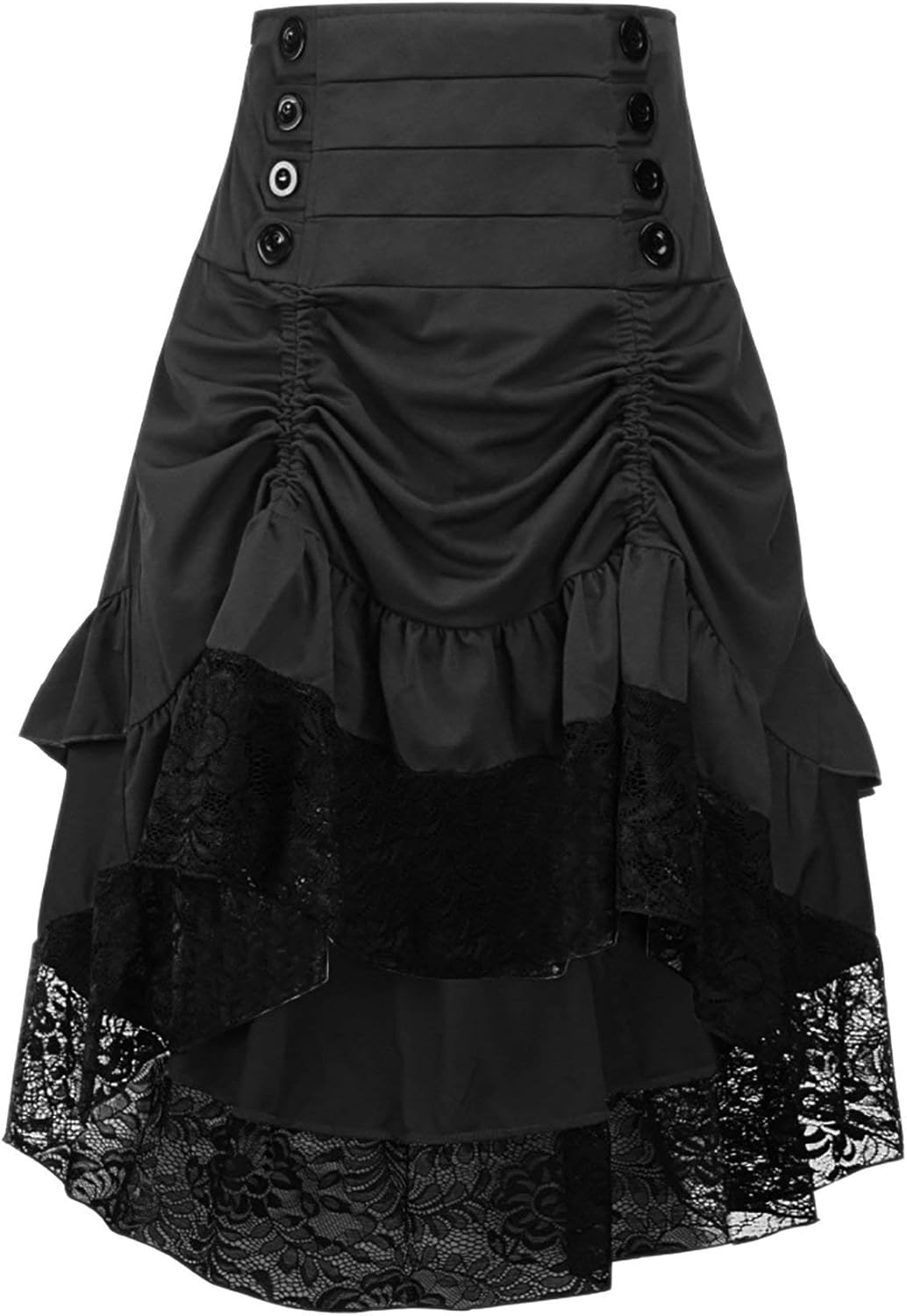 Gothic Steampunk Skirt Asymmetrical High Low Dress for Women
