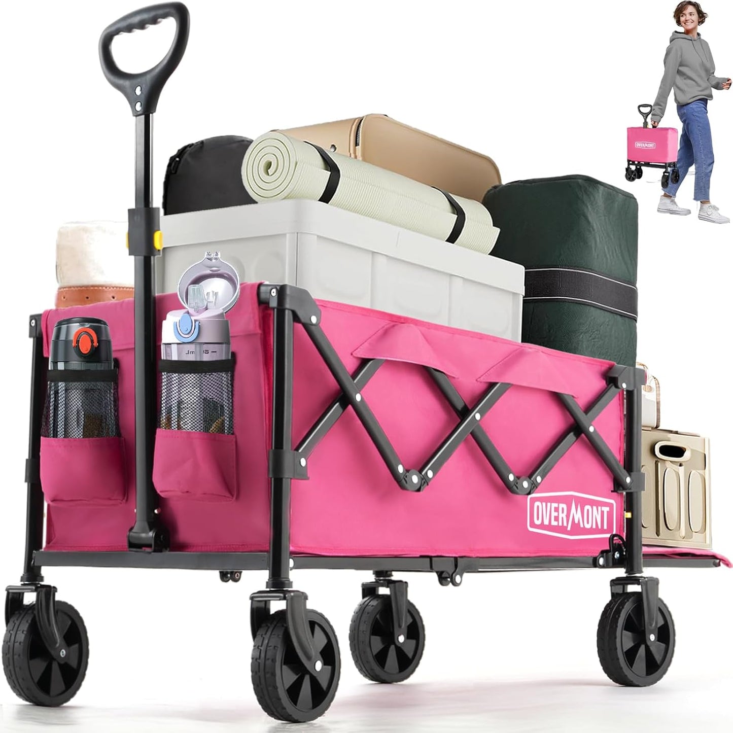 OVERMONT Collapsible Wagon - Lightweight Utility Cart