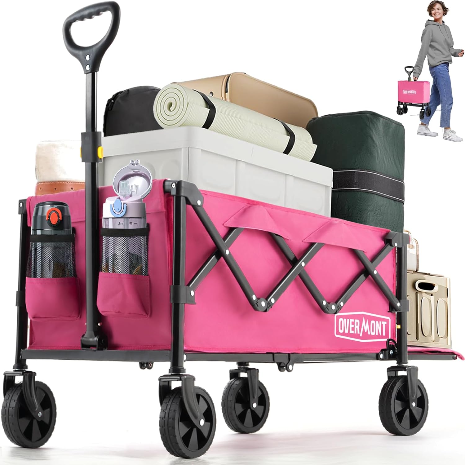 OVERMONT Collapsible Wagon - Lightweight Utility Cart