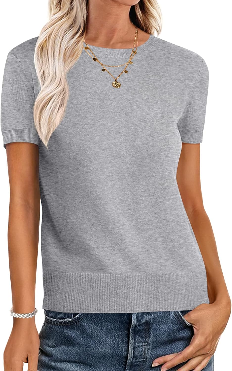Womens Short Sleeve Sweaters for Business Casual Summer Wear