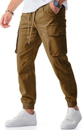 Men's Cargo Joggers with Drawstring Waist - Tapered Utility Fit