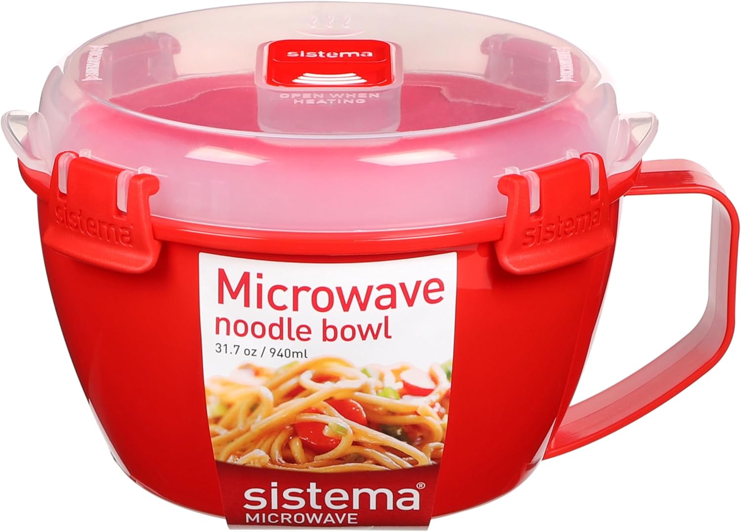 Sistema Noodle Bowl | 940ml | Steam Vent | BPA-Free | Red