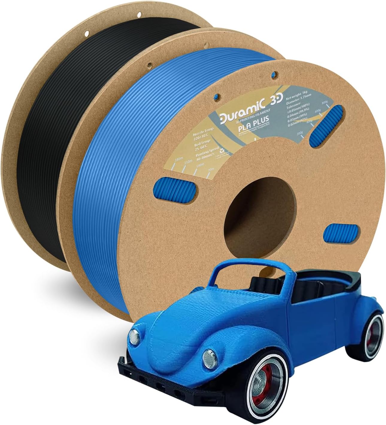 DURAMIC 3D PLA Plus Filament 1.75mm 2Kg Black Blue Pack