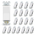 Glossy White Single Pole Decorator Light Switch - 20 Pack