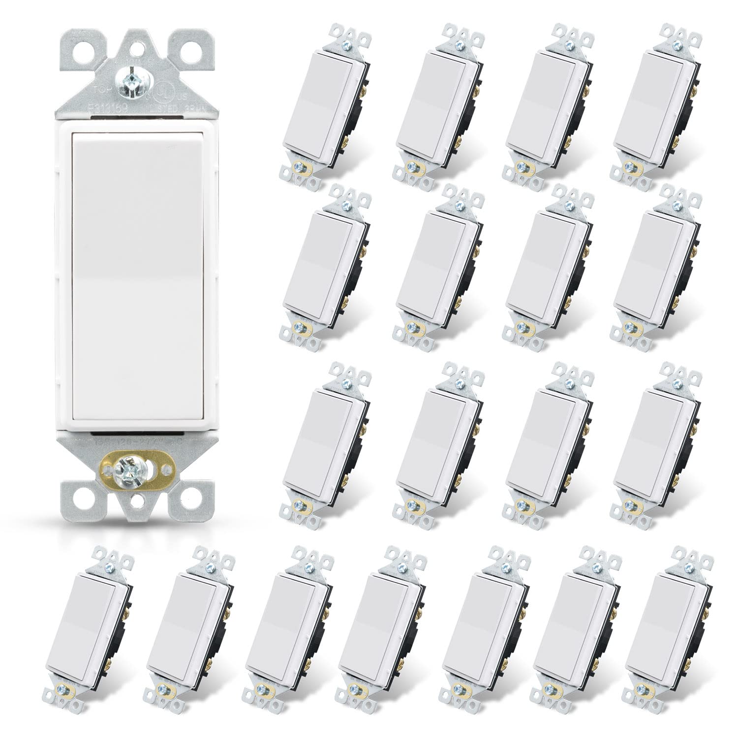 ELEGRP Glossy White Paddle Rocker Light Switch for Home Use
