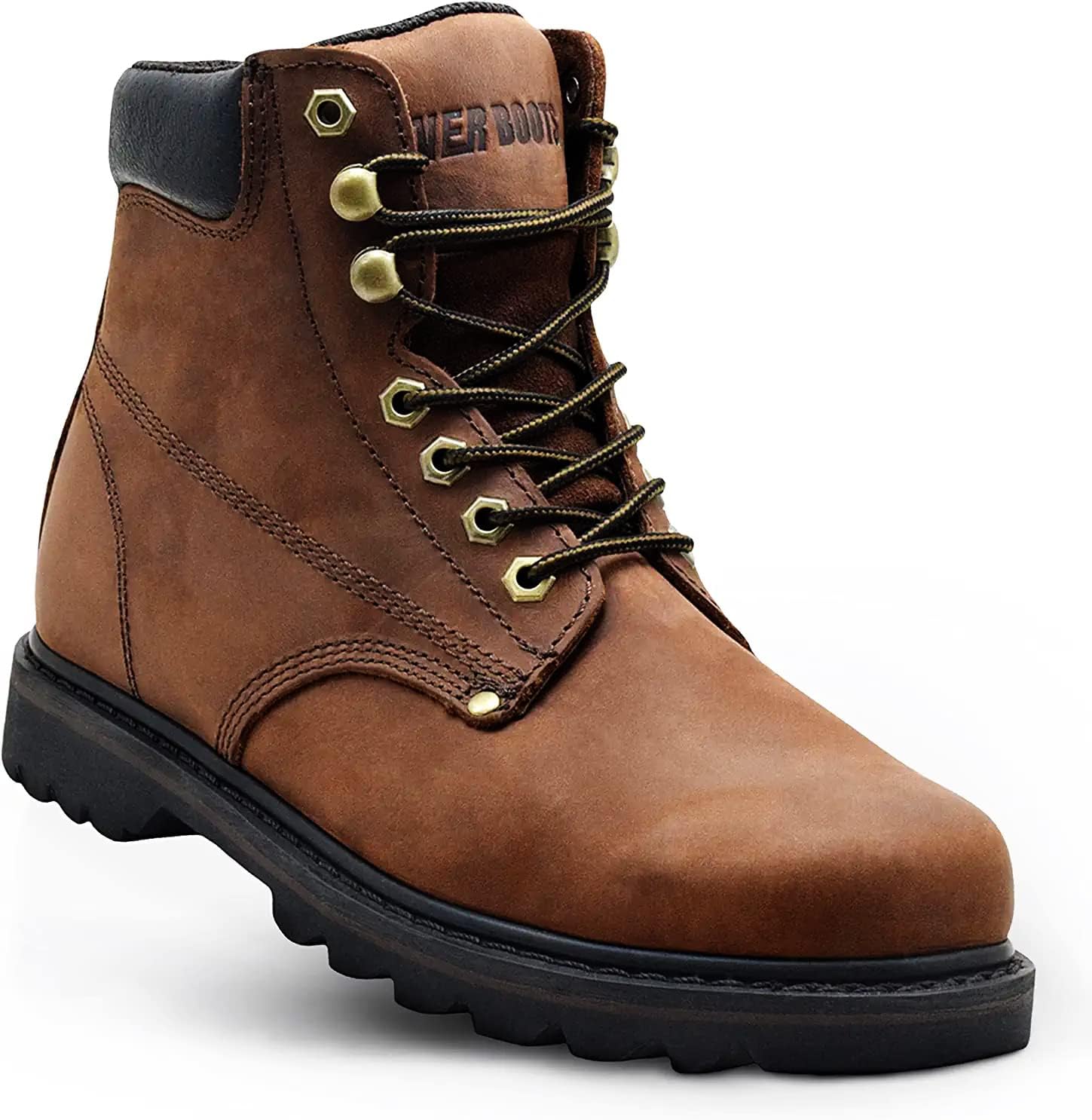 Work Boots for Men Soft Toe 6in Leather Construction Boots