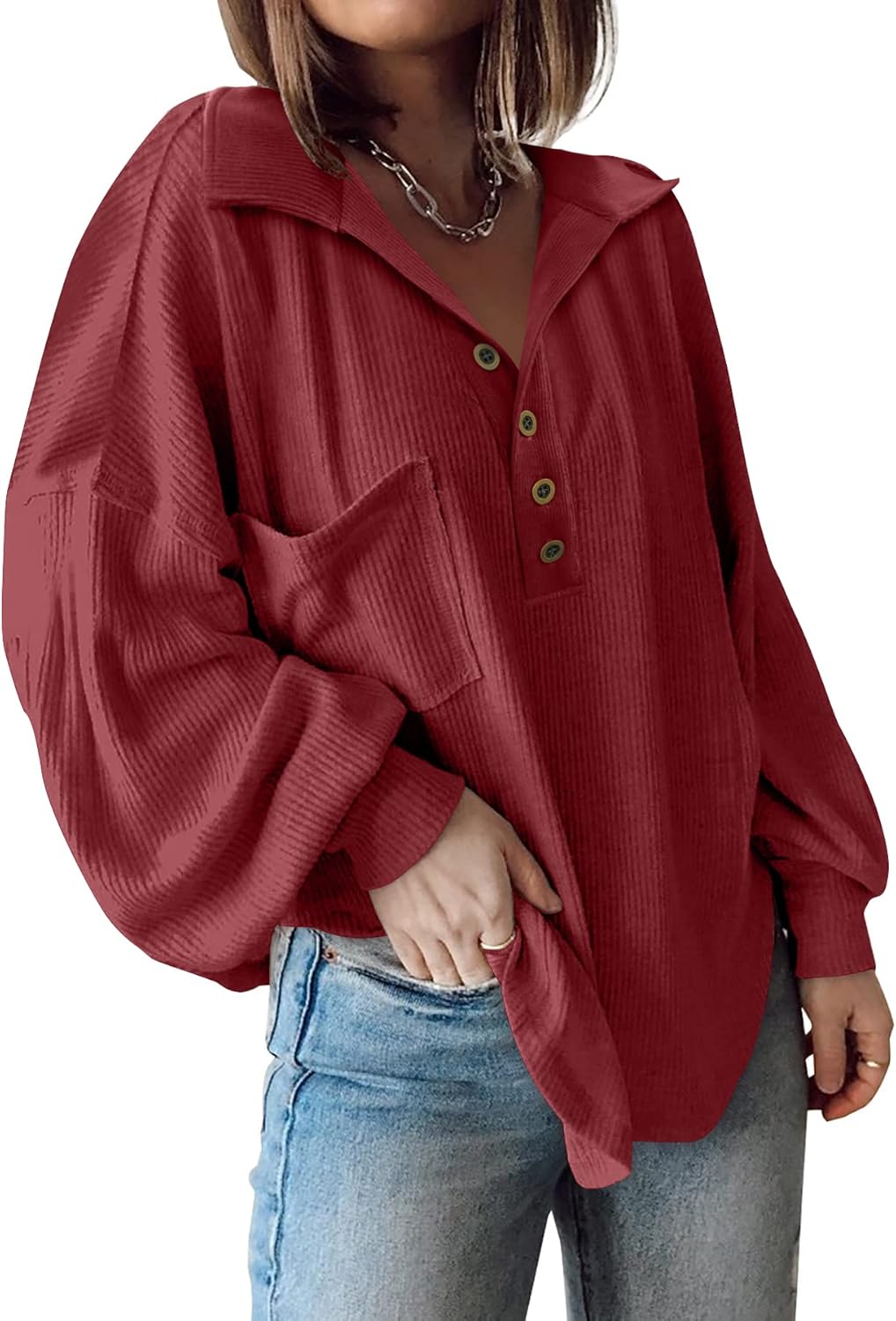 BTFBM Womens Fall Fashion Long Sleeve V Neck Tunic Tops