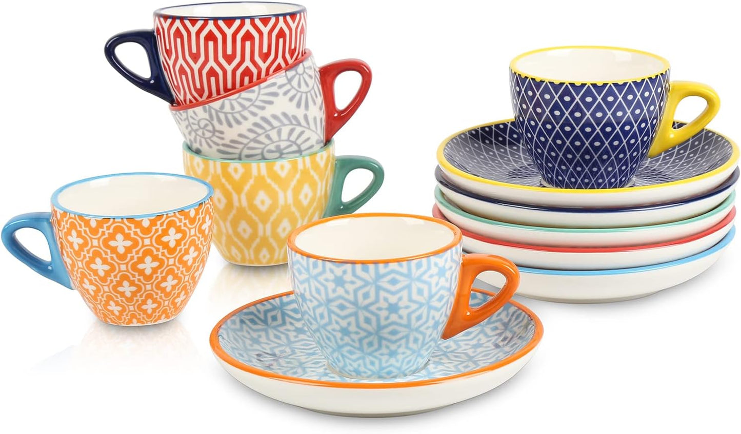 Selamica Ceramic Espresso Cups Set of 6 for Coffee Lovers