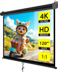 120ft Projector Screen Manual Pull Down - Large Wrinkle Free Screen