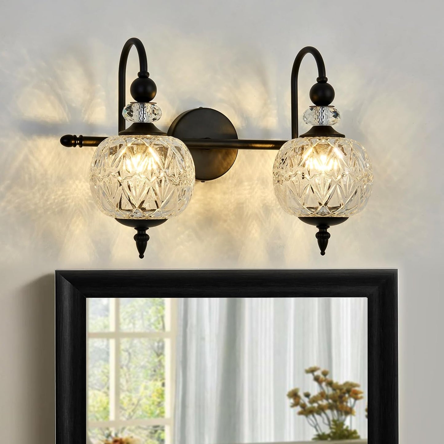 Vintage Bathroom Light Fixtures Black Vanity Light with Glass Globe