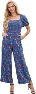Summer Jumpsuits for Women Floral Wide Leg Romper - Lightweight Fit