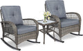 Outdoor Conversation Bistro Set with Rocking Chairs - Comfortable